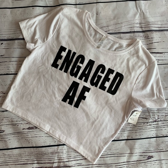 Bella Canvas Tops - Bella Canvas white Engaged AF crop top